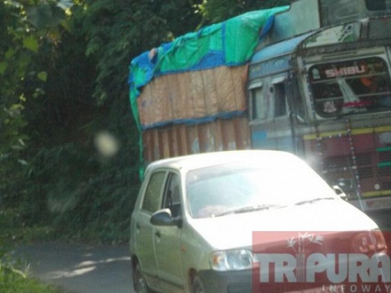 Heavy loaded trucks and vehicles used to ply on the narrow NEC road